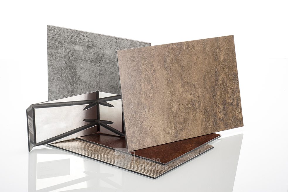 detail oppervlak alucobond composiet aluminium met v-cutbewerking
